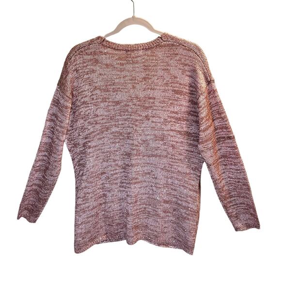 Song n Spirit Cross Over Wrap Sweater Sequins Pink Sprinkled Size M Knit Cozy - Picture 5 of 12